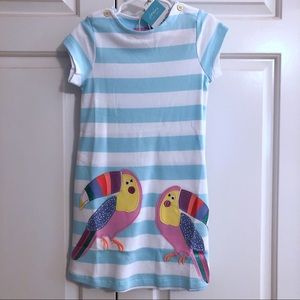 Joules Aqua Striped Toucan Jersey  Dress, 5 Years